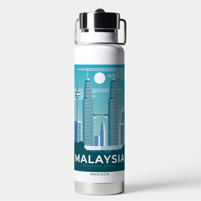 Custom name MALAYSIA Water Bottle (Back)