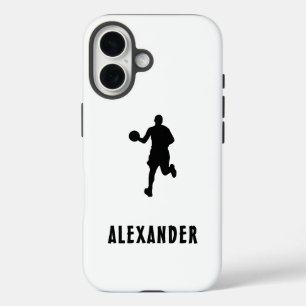 Custom Name Male Basketball Player Black And White iPhone 16 Case