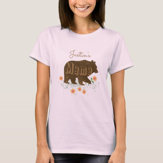 Custom Name Mama Bear T-Shirt (Front)