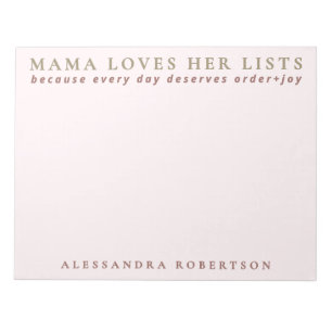 Custom Name Mama List Lover Minimalist Pastel Pink Notepad