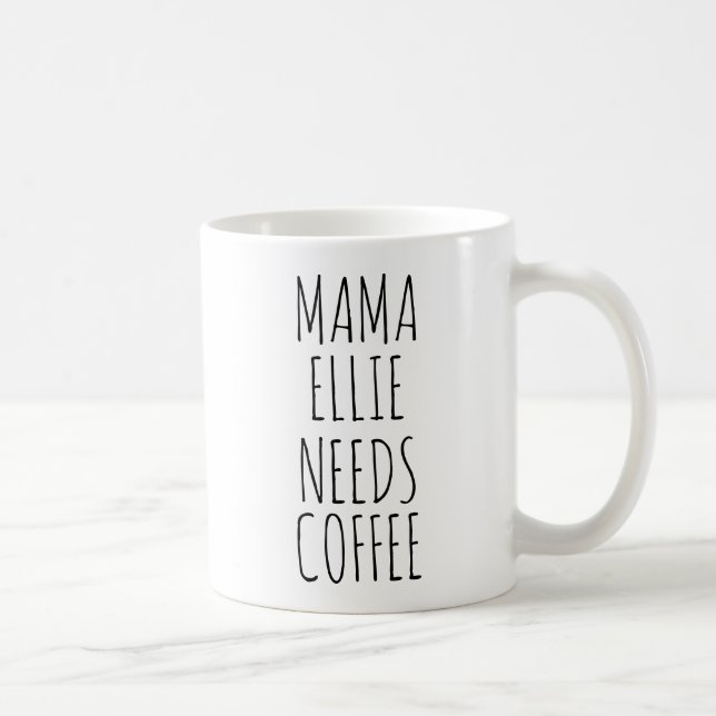 Custom Name Mama Needs Coffee, Gift for mum, Coffee Mug (Right)