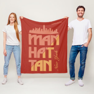 Custom Name Manhattan New York Fleece Blanket