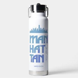 Custom Name Manhattan New York Water Bottle