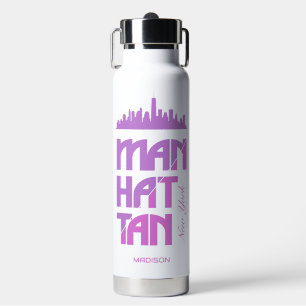 Custom Name Manhattan New York Water Bottle