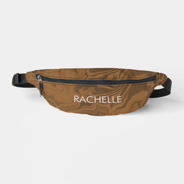 Custom name marble brown texture bum bags (Front)