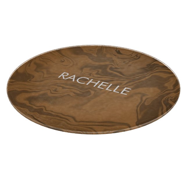 Custom name marble brown texture cutting board (Corner)