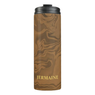 Custom name marble brown texture thermal tumbler