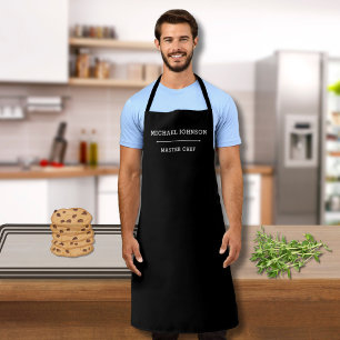 Custom Name Master Chef Black and White Apron