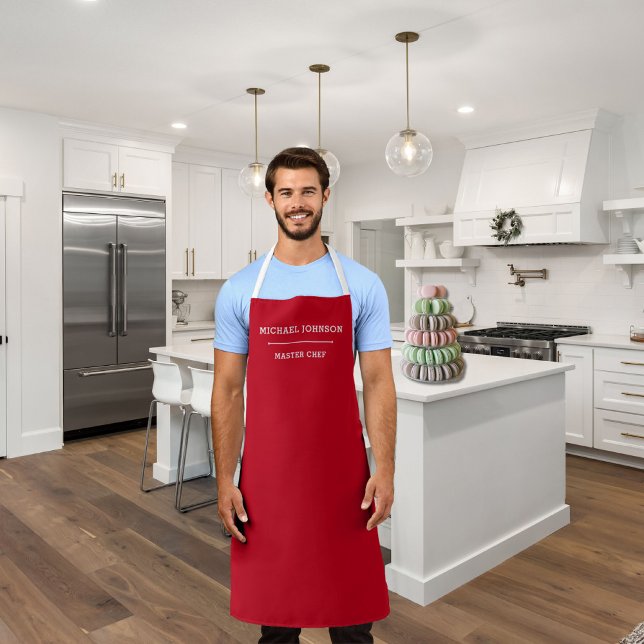 Custom Name Master Chef Red and White Apron (Creator Uploaded)