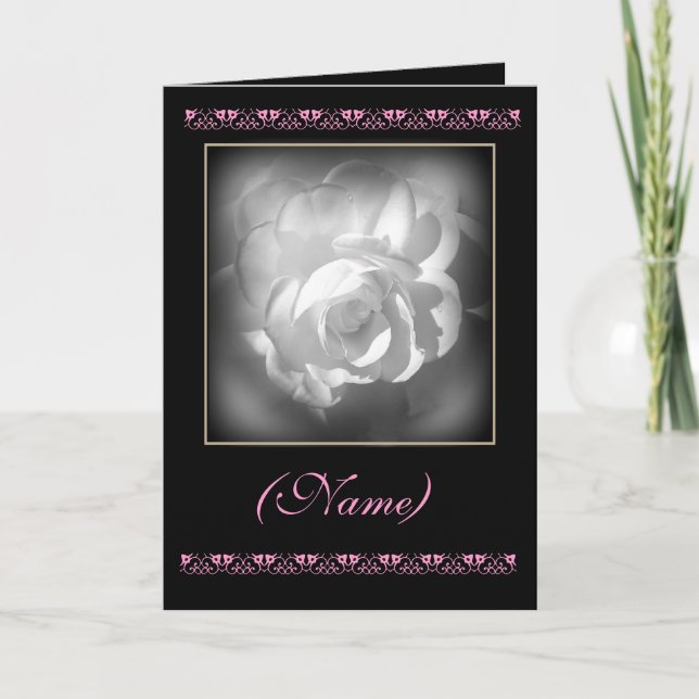 CUSTOM NAME Matron of Honour Invitation White Rose (Front)