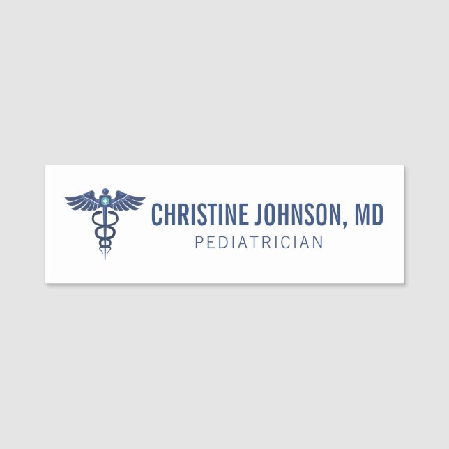 Custom Name | Medical Caduceus | Doctor Nurse Tag (Front)