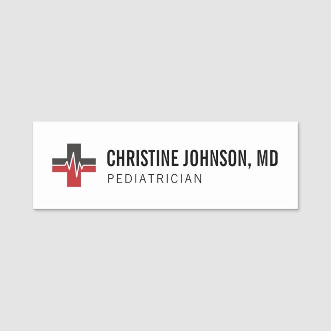 Custom Name | Medical Cross | Doctor Nurse Tag (Front)