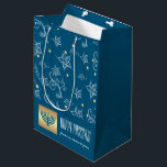 Custom Name, Menorah, Floral Pattern Passover  Medium Gift Bag<br><div class="desc">Happy Passover. Menorah and Star of David with gold foil embellishments Floral Pattern Passover Gift Bag with personalised names and text. Matching cards and gifts available in the Jewish Holidays Category of our store.</div>