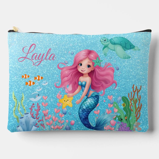 Custom Name Mermaid Makeup Bag (Front)