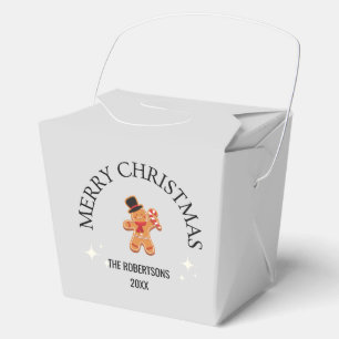 Custom name Merry Christmas gingerbread man grey Favour Box