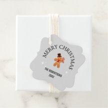 Custom name Merry Christmas gingerbread man grey