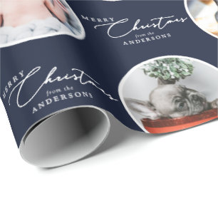 Custom Name Merry Christmas Script 28 Photo Wrapping Paper