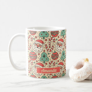 Custom Name Merry & Groovy Retro Christmas Mug