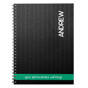 Custom Name & Message Personalised Modern Black Notebook