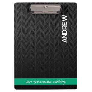 Custom Name & Message Personalized Modern Black Clipboard