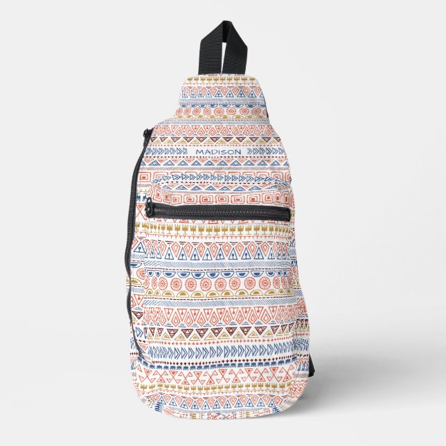 Custom Name Mexican / Aztec Pattern Sling Bag (Front)