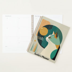 Custom Name Mid-Century Modern Cat Planner