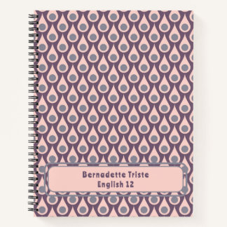 Custom Name Midcentury Modern Pink Purple Notebook