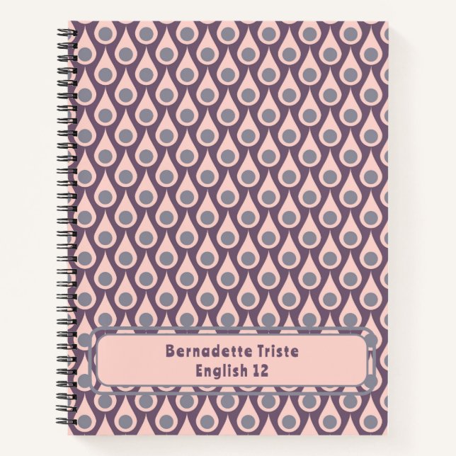 Custom Name Midcentury Modern Pink Purple Notebook (Front)