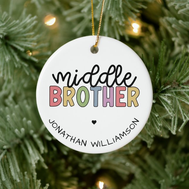 Custom Name Middle Brother Cute Personalised Ceramic Tree Decoration (Tree)