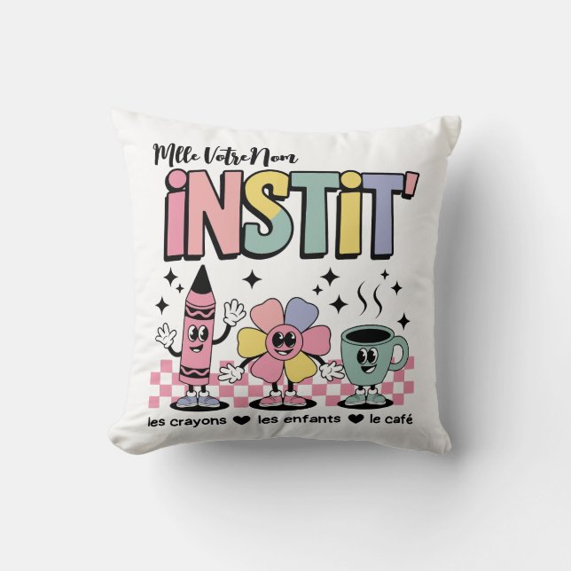 Custom Name Mignon Retro For Instit' Cushion (Front)