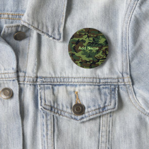 Custom Name Military Green Camouflage Pattern 6 Cm Round Badge