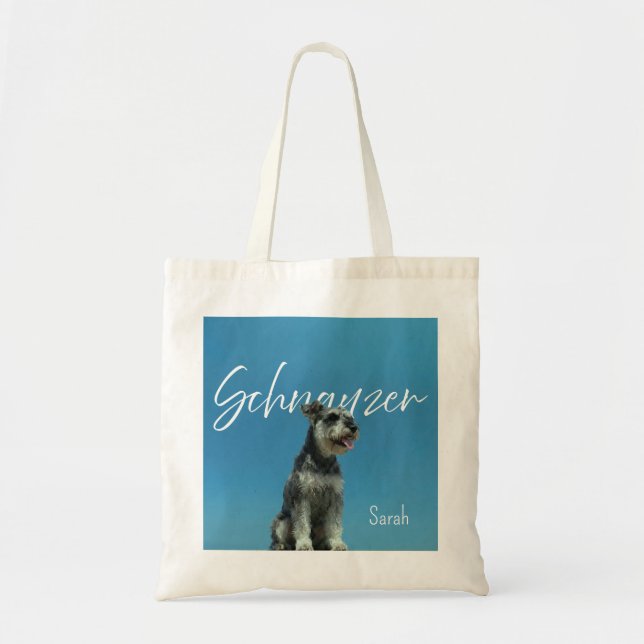 Custom Name Miniature Schnauzer Dog Lover Retro Tote Bag (Front)