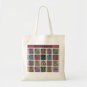 Custom Name Miniature Schnauzer Retro Art Gift Tote Bag