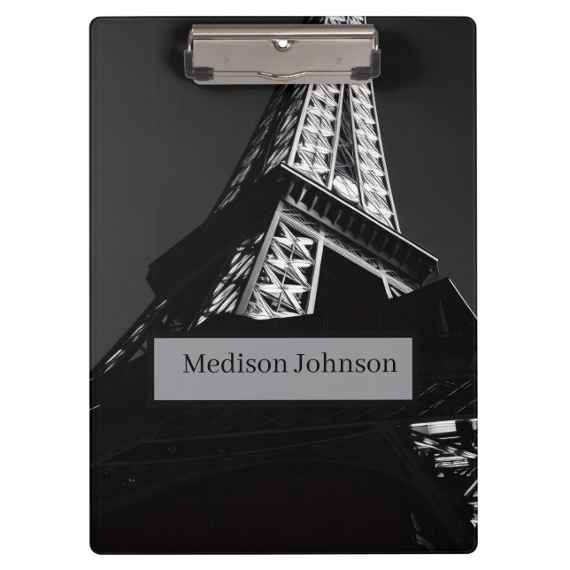 Custom Name Minimal Business Card Design Clipboard (Front)