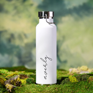 Custom Name Minimal Script Wedding White Water Bottle