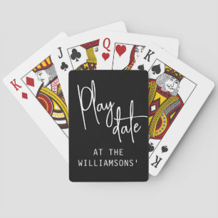 Custom Name Minimalist Black White Playdate Script Playing Cards
