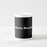 Custom Name Minimalist Modern Black White Bone China Mug<br><div class="desc">Modern Professional Simple Design</div>