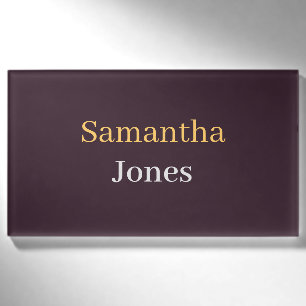 Custom name minimalist modern burgundy tag
