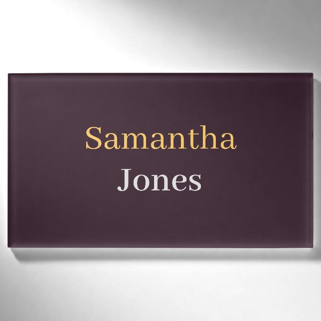 Custom name minimalist modern burgundy tag (Front)