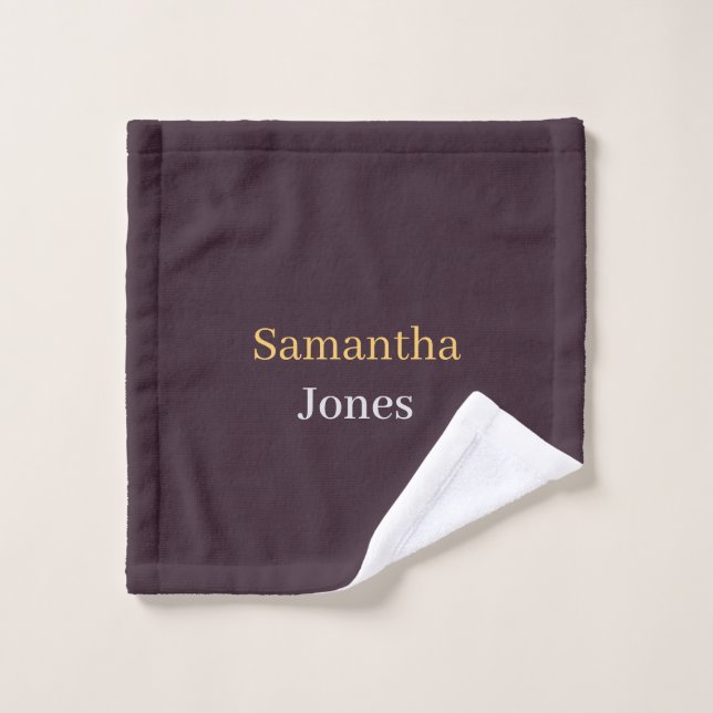 Custom name minimalist modern burgundy wash cloth (Wash Cloth)
