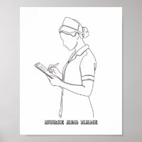 Custom Name Minimalist Nurse Clipboard Line Art
