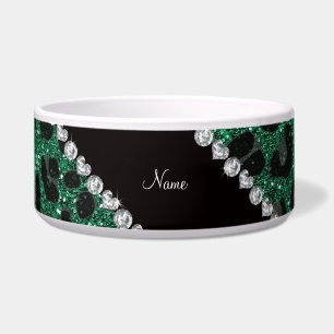 Custom name mint green glitter leopard print