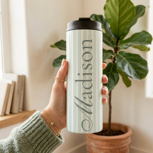 Custom Name Mint Striped Tumbler for Mum and Bride