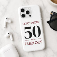Custom Name Modern 50 And Fabulous Cherry Wine