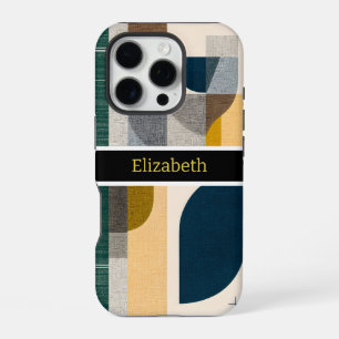 Custom Name Modern Abstract Geometric Marble iPhone 16 Pro Case