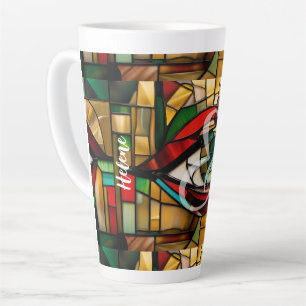 Custom Name Modern Abstract Stain Glass Latte Mug