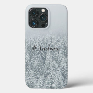 Custom name Modern classy vinter trees grey  iPhone 13 Pro Case