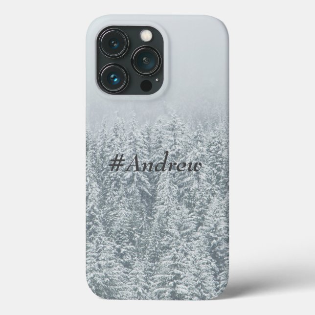 Custom name Modern classy vinter trees grey  Case-Mate iPhone Case (Back)