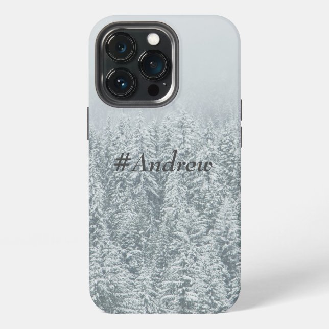 Custom name Modern classy vinter trees grey  iPhone Case (Back)