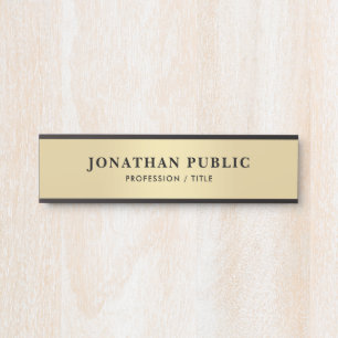 Custom Name Modern Elegant Black & Gold Glamour Door Sign